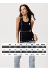 Siyah Fitted/Vücuda Oturan Havuz Yaka Fitilli Esnek Örme Atlet