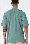 Su Yeşili Bisiklet Yaka Baskılı Oversize Kalıp Unisex T-Shirt
