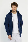 Unisex İndigo Kapüşonlu Üç İplik Basic Sweatshirt