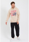 Unisex Kapüşonlu Kanguru Cepli Baskılı Sweatshirt