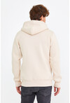 Unisex Bej Kapüşonlu Üç İplik Basic Sweatshirt