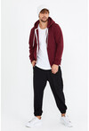 Unisex Bordo Kapüşonlu Üç İplik Basic Sweatshirt