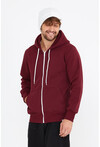 Unisex Bordo Kapüşonlu Üç İplik Basic Sweatshirt