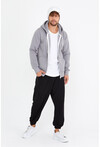 Unisex Gri Kapüşonlu Üç İplik Basic Sweatshirt