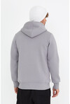 Unisex Gri Kapüşonlu Üç İplik Basic Sweatshirt