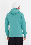Unisex Su Yeşili Kapüşonlu Üç İplik Basic Sweatshirt
