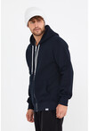 Unisex Lacivert Kapüşonlu Üç İplik Basic Sweatshirt